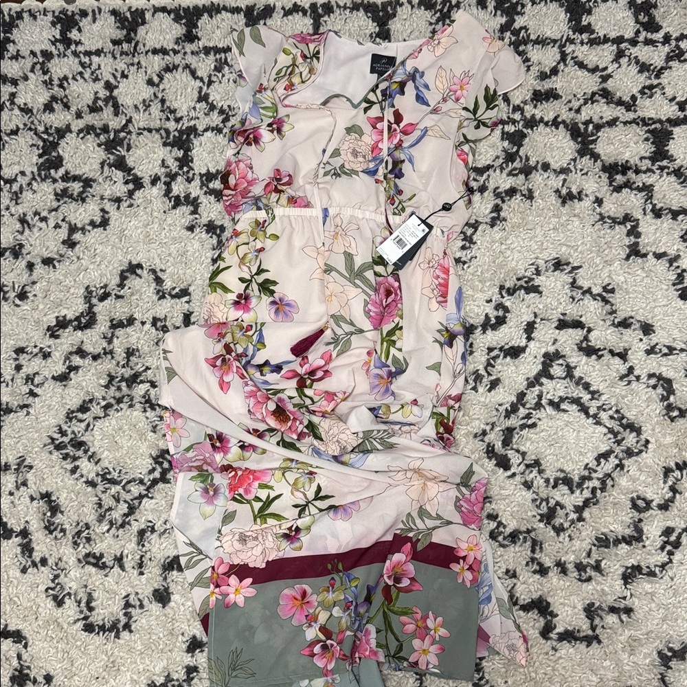 Adrianna Papell Floral Midi Dress - Pink and Green